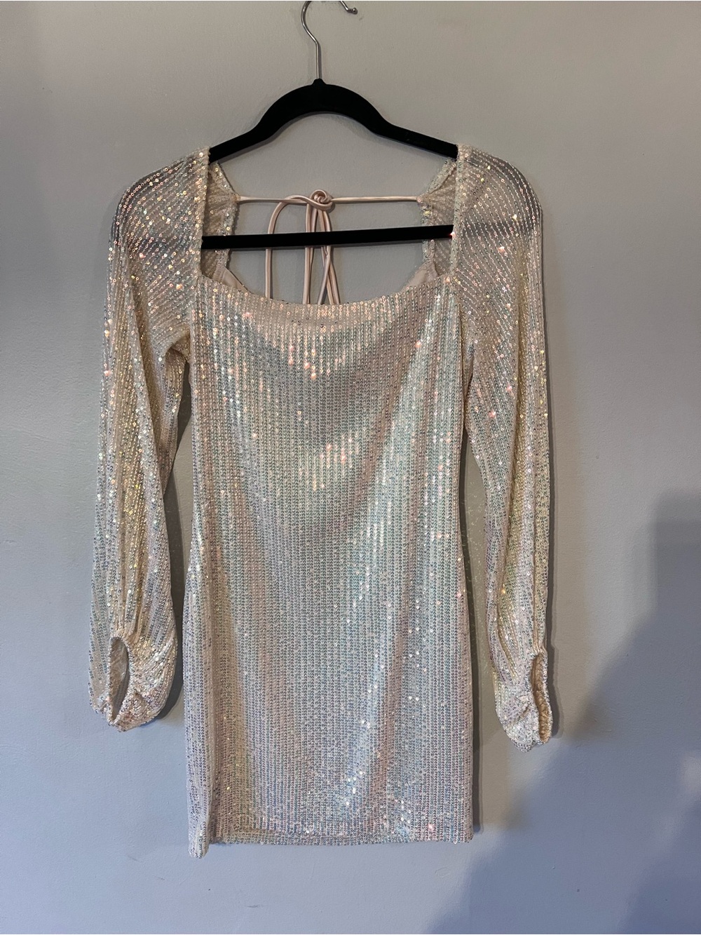 Speechless Cream Sequin Long-Sleeve Mini Dress